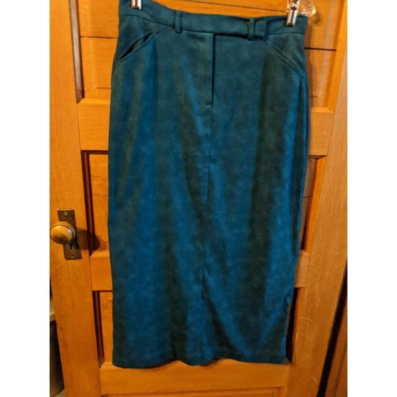 CJ Banks Christopher Dress Skirt Size 10 Blue Green Modest Womens Long - Picture 1 of 9